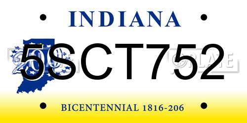 5SCT752 Indiana License Plate