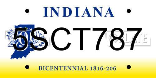 5SCT787 Indiana License Plate