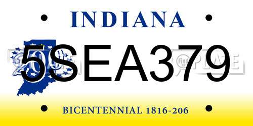 5SEA379 Indiana License Plate