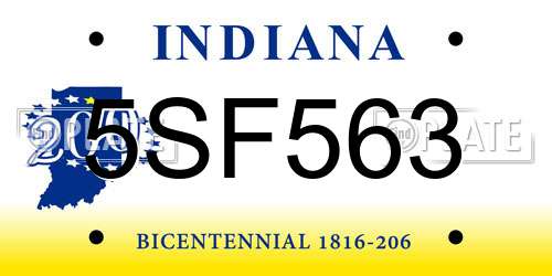 5SF563 Indiana License Plate