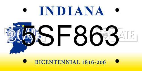 5SF863 Indiana License Plate