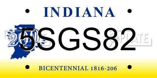 5SGS82 Indiana License Plate