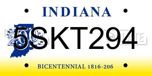 5SKT294 Indiana License Plate
