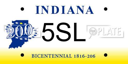 5SL Indiana License Plate