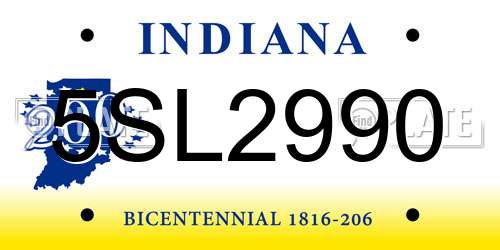 5SL2990 Indiana License Plate