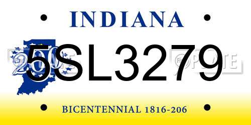5SL3279 Indiana License Plate