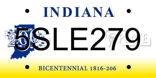 5SLE279 Indiana License Plate