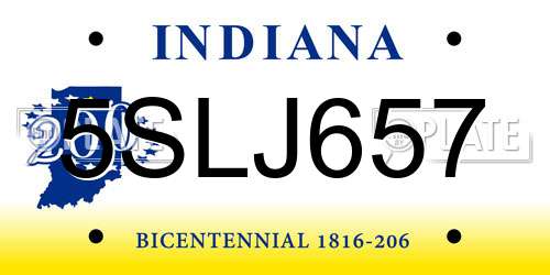 5SLJ657 Indiana License Plate