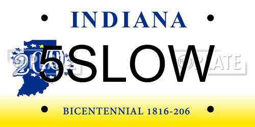 5SLOW Indiana License Plate