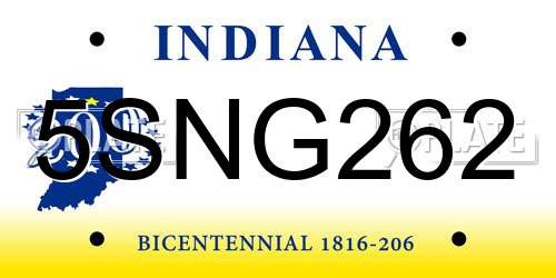 5SNG262 Indiana License Plate