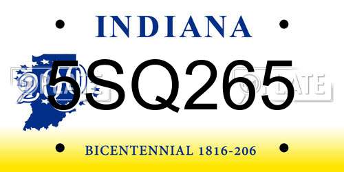 5SQ265 Indiana License Plate