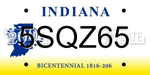 5SQZ65 Indiana License Plate