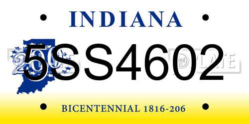 5SS4602 Indiana License Plate