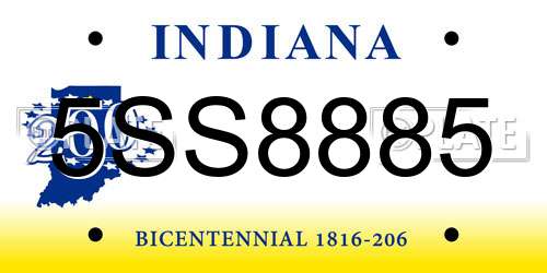 5SS8885 Indiana License Plate