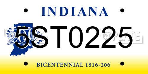 5ST0225 Indiana License Plate