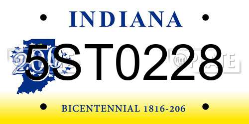 5ST0228 Indiana License Plate