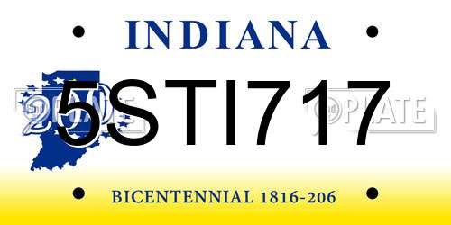 5STI717 Indiana License Plate