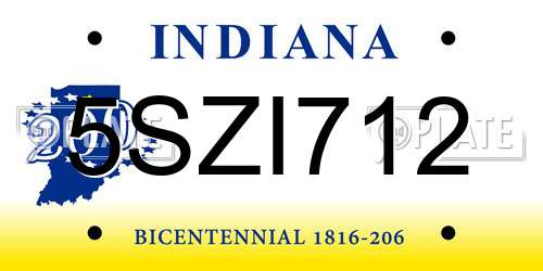5SZI712 Indiana License Plate