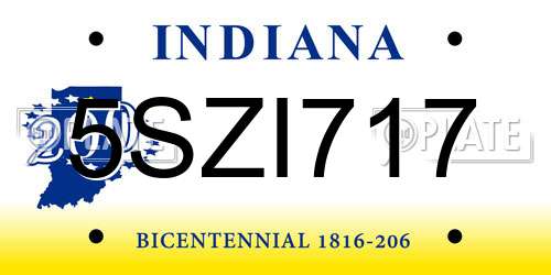 5SZI717 Indiana License Plate