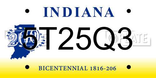 5T25Q3 Indiana License Plate
