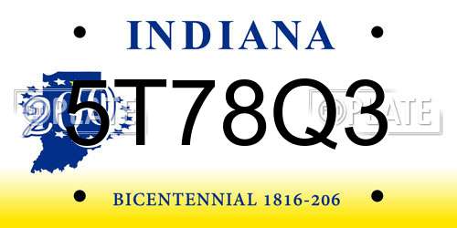 5T78Q3 Indiana License Plate
