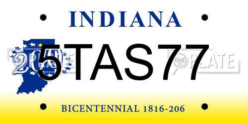 5TAS77 Indiana License Plate