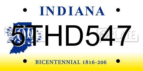 5THD547 Indiana License Plate