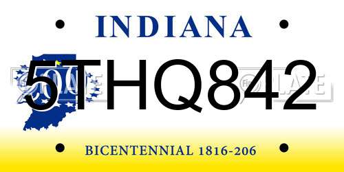 5THQ842 Indiana License Plate