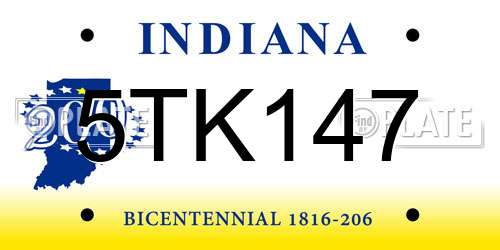 5TK147 Indiana License Plate