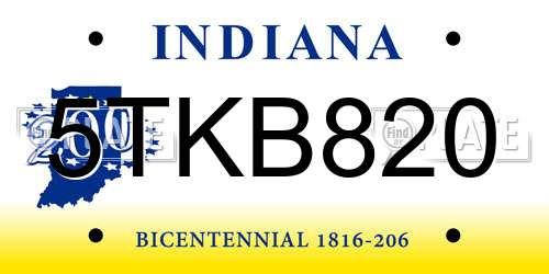 5TKB820 Indiana License Plate
