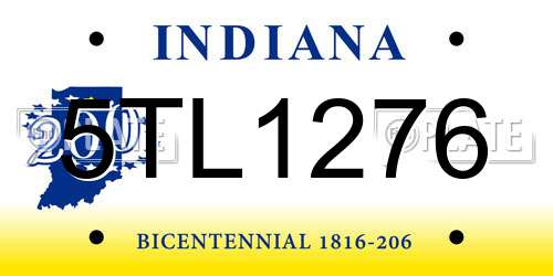 5TL1276 Indiana License Plate