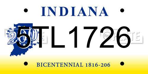 5TL1726 Indiana License Plate
