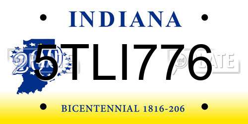 5TLI776 Indiana License Plate