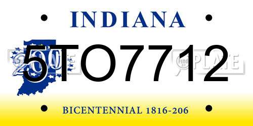 5TO7712 Indiana License Plate