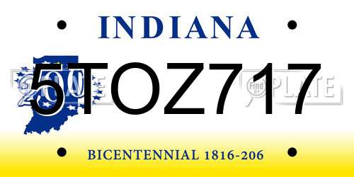 5TOZ717 Indiana License Plate