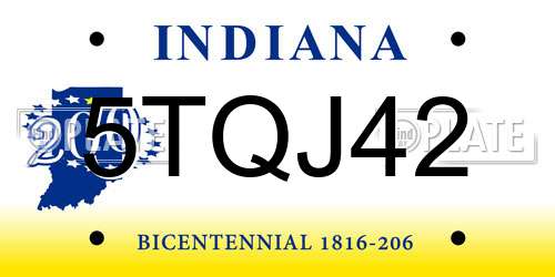 5TQJ42 Indiana License Plate