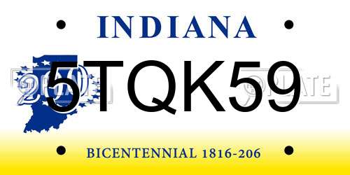 5TQK59 Indiana License Plate