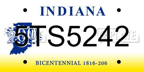 5TS5242 Indiana License Plate