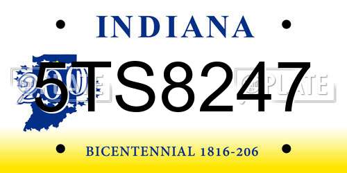 5TS8247 Indiana License Plate