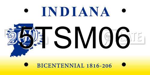 5TSM06 Indiana License Plate