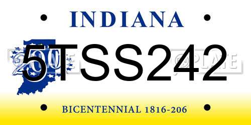 5TSS242 Indiana License Plate