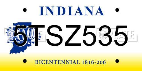 5TSZ535 Indiana License Plate