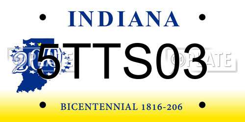 5TTS03 Indiana License Plate