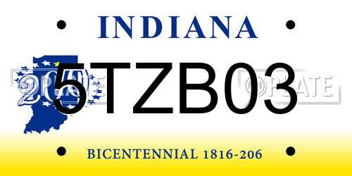 5TZB03 Indiana License Plate
