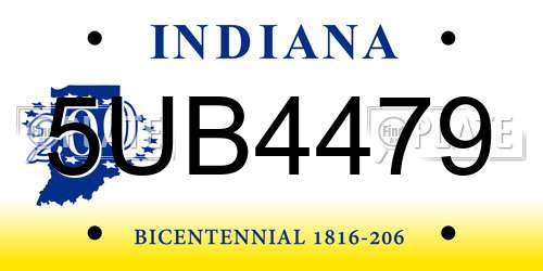 5UB4479 Indiana License Plate