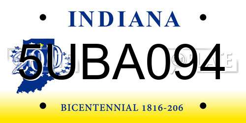 5UBA094 Indiana License Plate