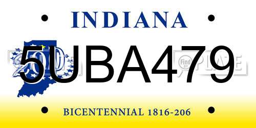 5UBA479 Indiana License Plate