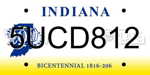 5UCD812 Indiana License Plate
