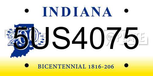 5US4075 Indiana License Plate