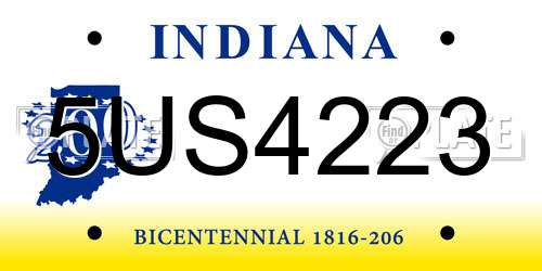 5US4223 Indiana License Plate
